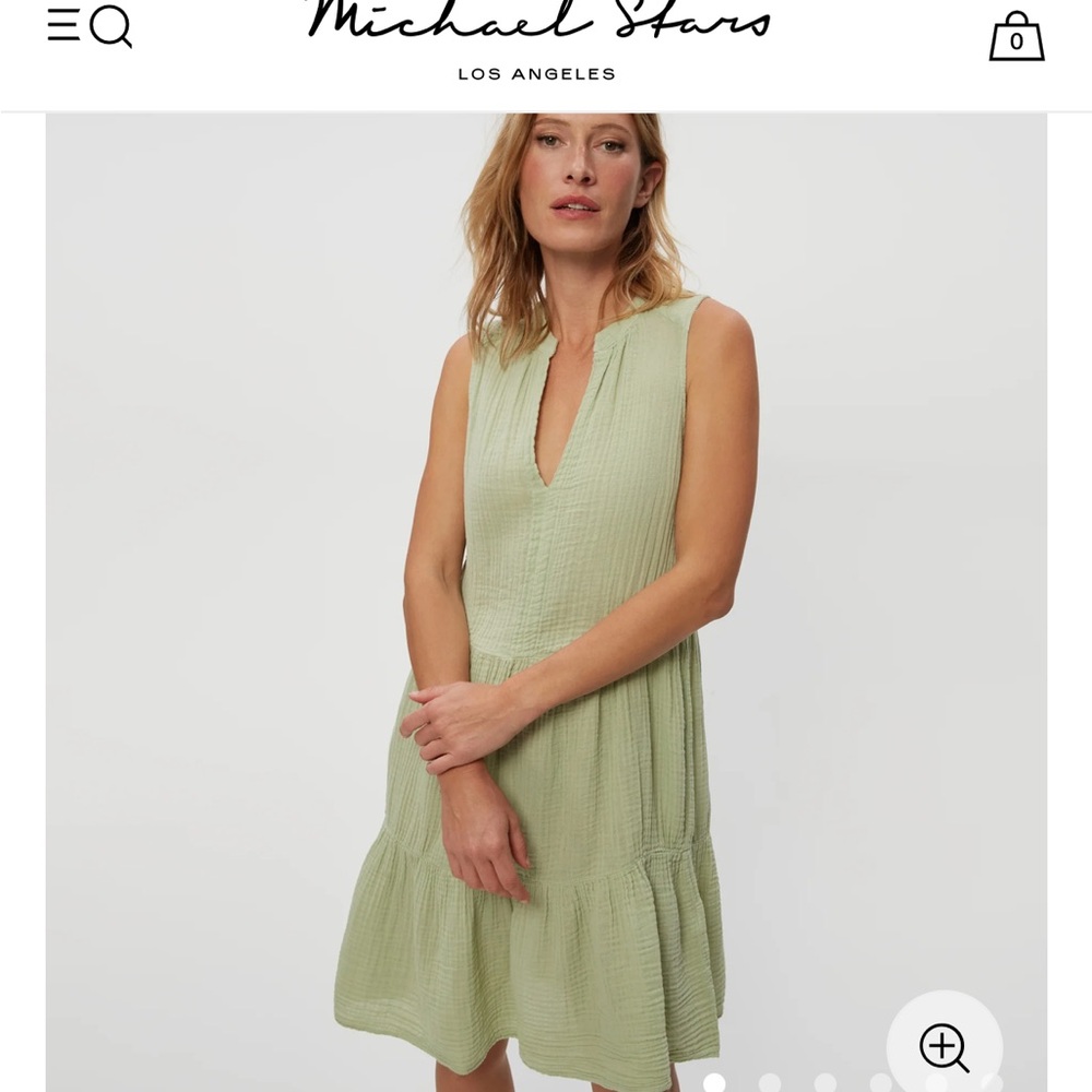 Michael Stars Daisy Gauze Dress Lemon- lime shade- 100% cotton- tiny flaw - Picture 15 of 16